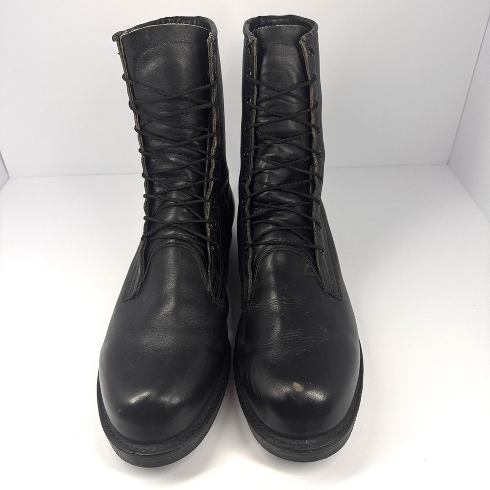 Biltrite Vintage Black‎ Leather Lace Up Combat Boots Side Zip Steel Toe 9E - Picture 5 of 12